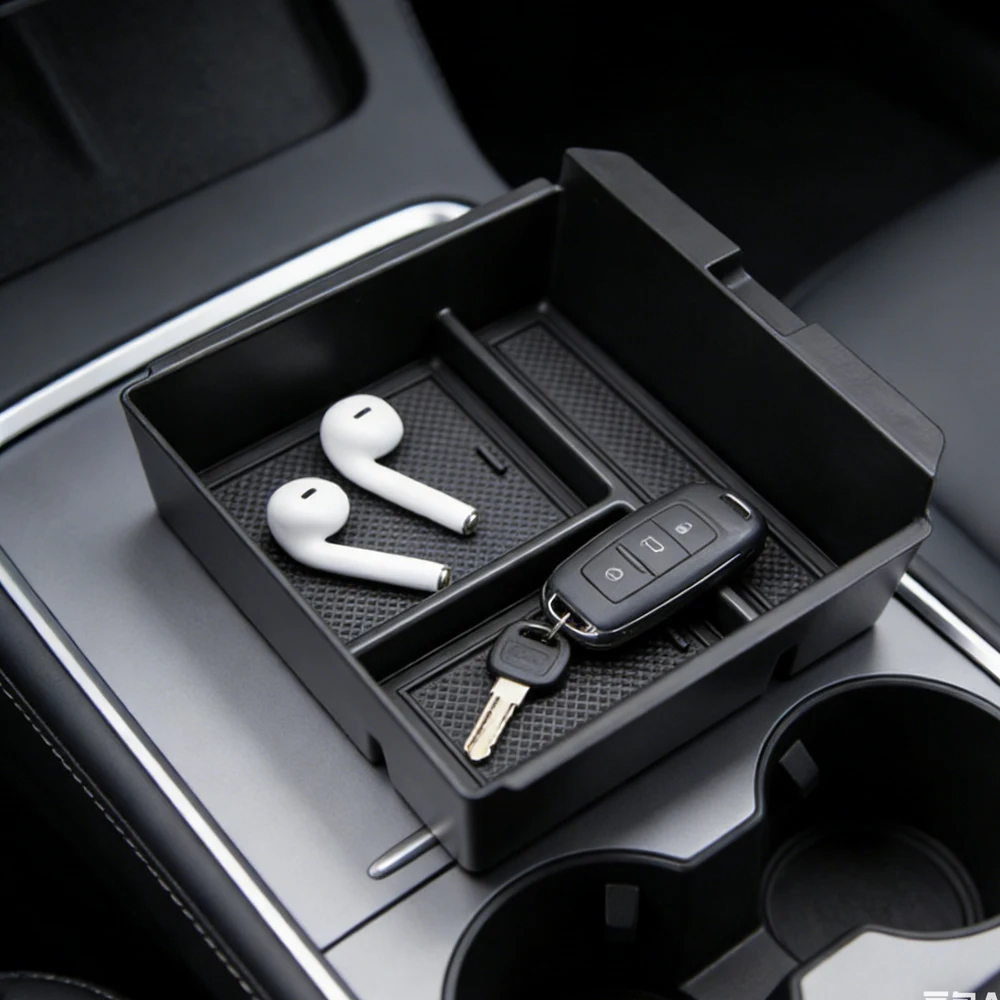 

Center Console Organizer for 2025 Tesla Model 3 / Y Custom Fit Storage Box with Non-slip Mat Maximize Interior Space