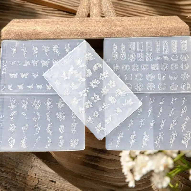 Butterfly Flower 3D Silicone Nail Mold - DIY Vintage Floral Frame, Transparent Relief Template For Nail Art Tools