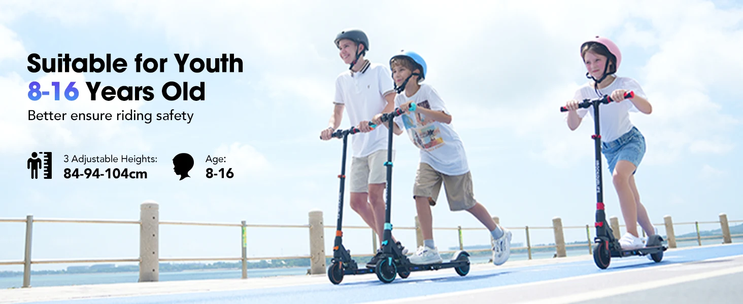 RCB Electric Scooter for Children Aged 8-12-16 Years, Only 7.55KG Foldable Electric Scooters, Two Types of Braking, Max 16 Km
