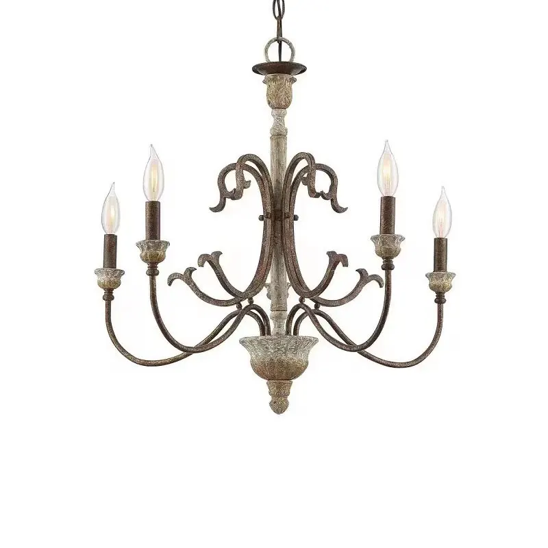 

French Chandelier Vintage Solid Wood Villa Living Room Dining Room ceiling Lamp Kitchen Bedroom Pendent Cadle Lamps