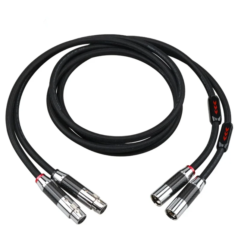 

6N Sterling Silver XLR Cable Carbon Fiber Rhodium Plated XLR Plug HiFi Audio Amplifier Balanced Cable