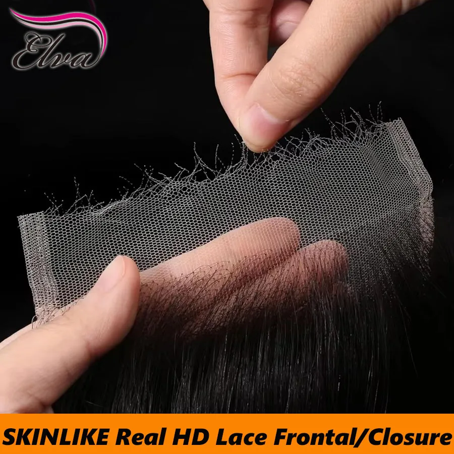 13x6 Skinlike Real HD Lace Frontal Closure Invisible HD Lace Melt All Skins Body Wave & Straight Human Hair 5x5 6x6 HD Closures