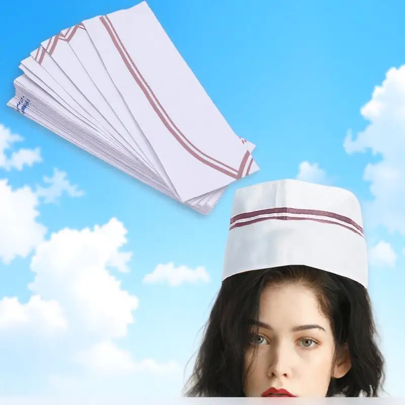 50 tappi da chef in carta, copricapo leggero usa e getta per la ristorazione, cucina professionale, cottura, cucina, taglia unica