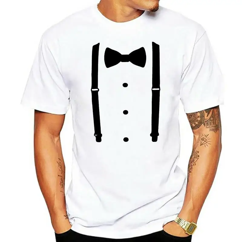 TSDFC Fake Bow Tie with Suspenders Costume Men's T-Shirt unisex men women t shirt