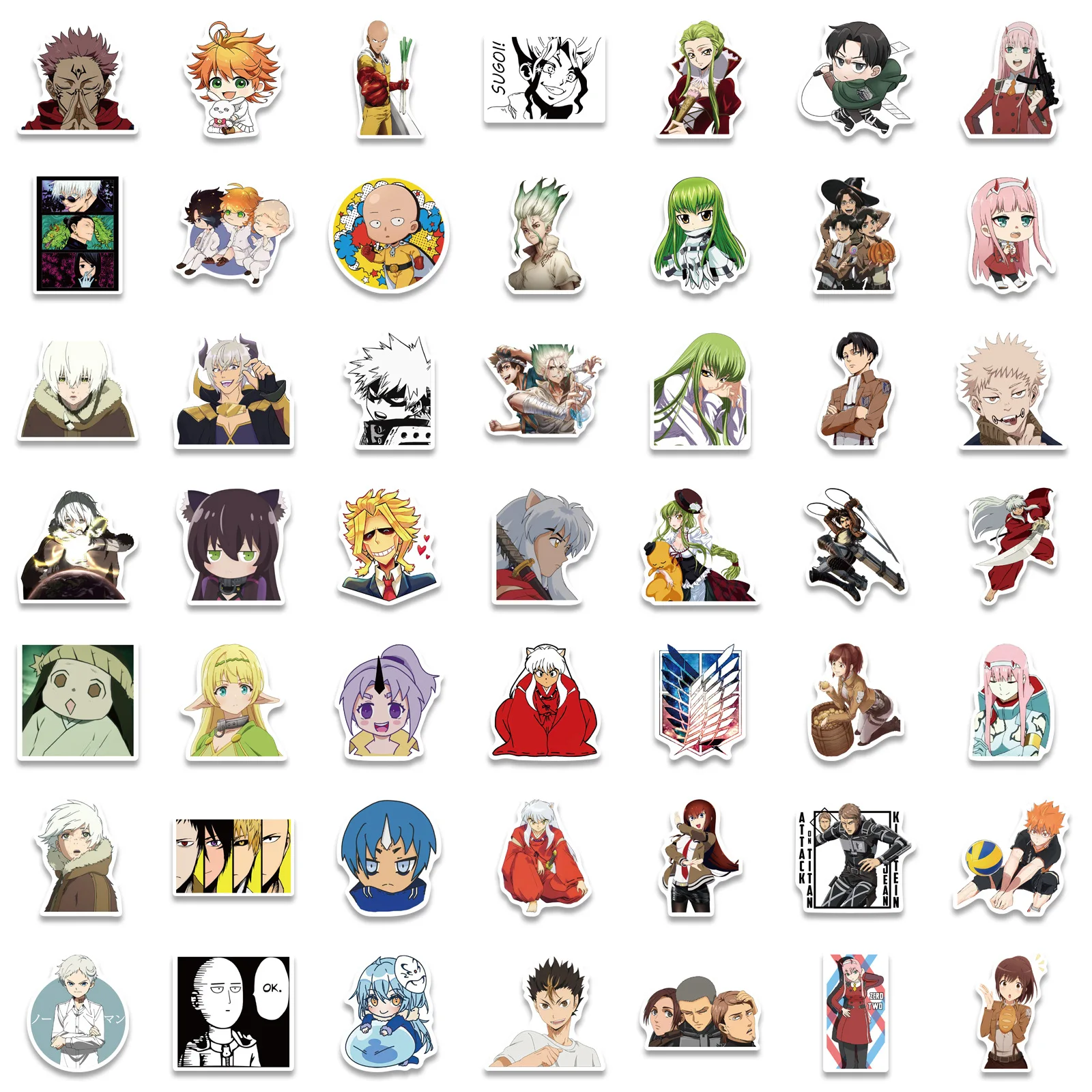 300 Sheets Without Duplication Mix Anime Stickers DIY Car Skateboard Laptop Phone Luggage Waterproof Decals Sticker Kids Toys