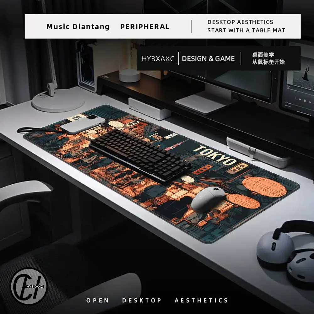 Japanese Street Gaming Mouse Pad Large office Desk Mat Anime Pads for Extended Keyboard pad with Non-Slip Base