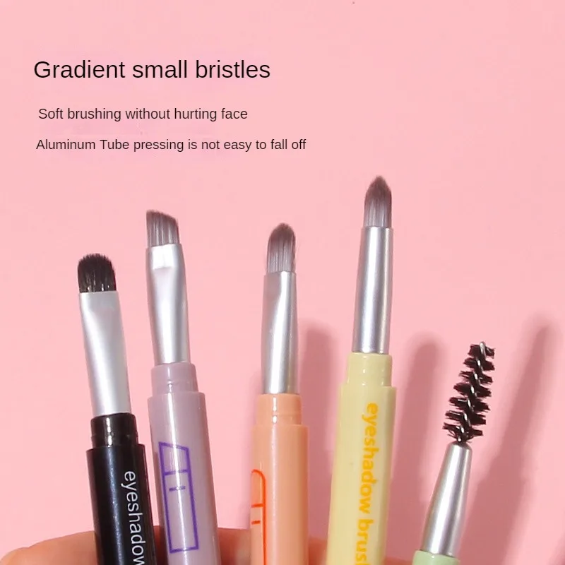 Set di pennelli per trucco multifunzionali 4 IN 1 Gadget per trucco Pennello per ombretto per labbra staccabile Pennello per ombretto in spugna per viaggi a casa