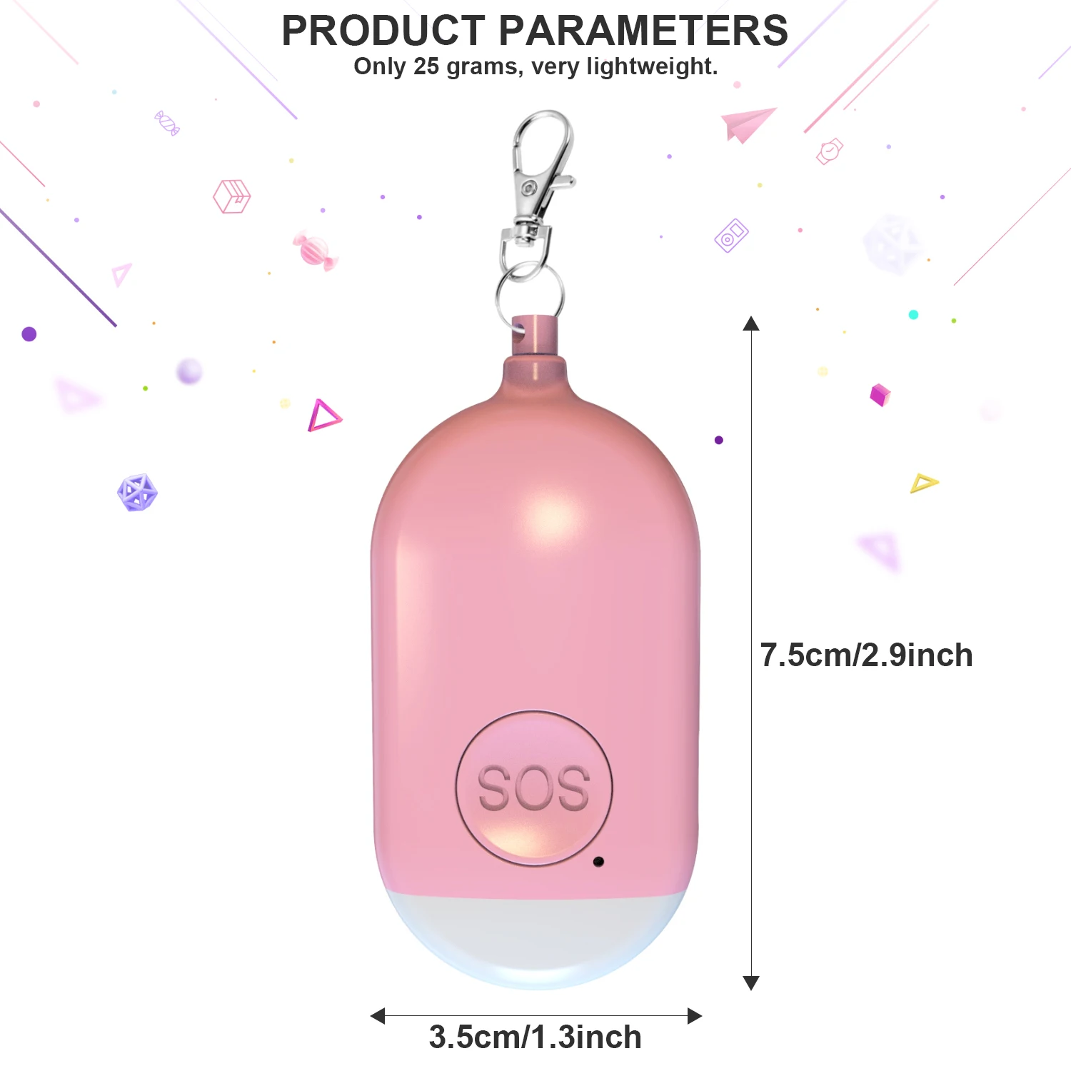 Rechargeable Self Defense Keychain Alarm 130dB Loud Emergency Personal Siren with Flashing Strobe Light SOS Safety Alert Device