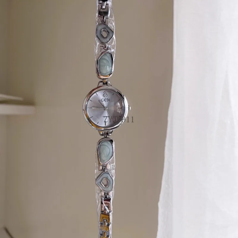 Milk tea color bracelet watch simple temperament small round watch versatile workplace girls quartz watch