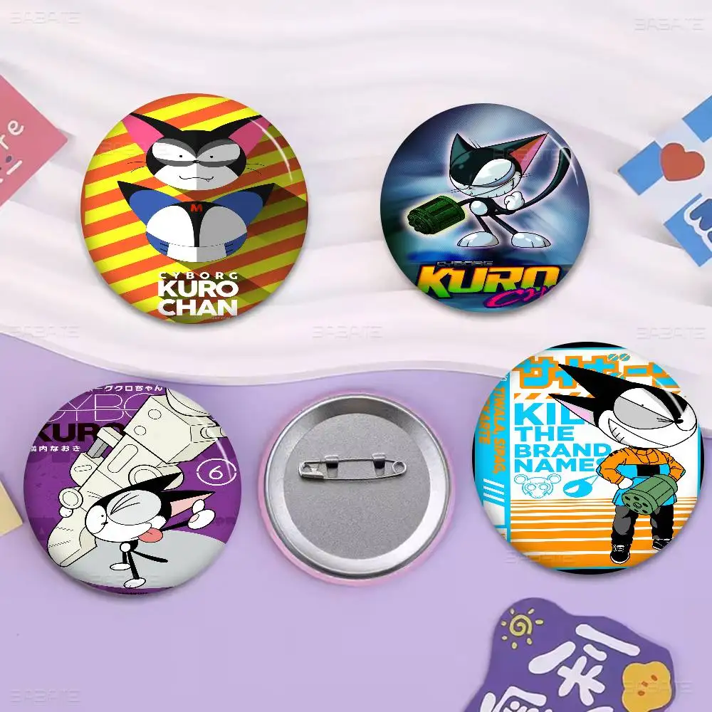 

Cyborg Kuro-chan 58mm Cute Series Pins Funny Badge Interesting Cartoon Animals Brooches Backpack Clothes Gift Accessory