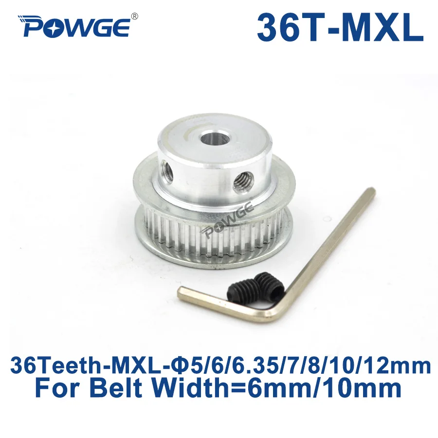 POWGE Inch 36 Teeth MXL Timing pulley Bore 5/6/6.35/7/8/10/12mm for width 6mm 10mm MXL synchronous Belt Gear wheel 36teeth 36T