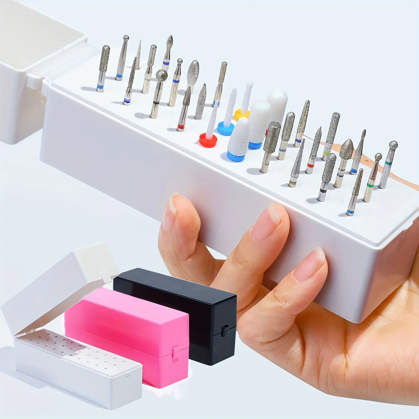 1pc 30 Holes Nail Polishing Head Storage Box, Storage Box for Nail Grinding Heads, Manicure Tool Display Stand & Cutter Holder