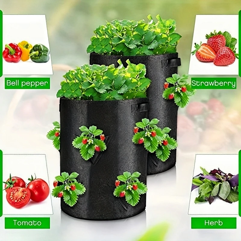 Spring Strawberry Growing Bag Vegetable Planting Bag Grow Pot Plant 5/7/10Gal Grow Bag Garden Terrace Multi-mouth Container Bags