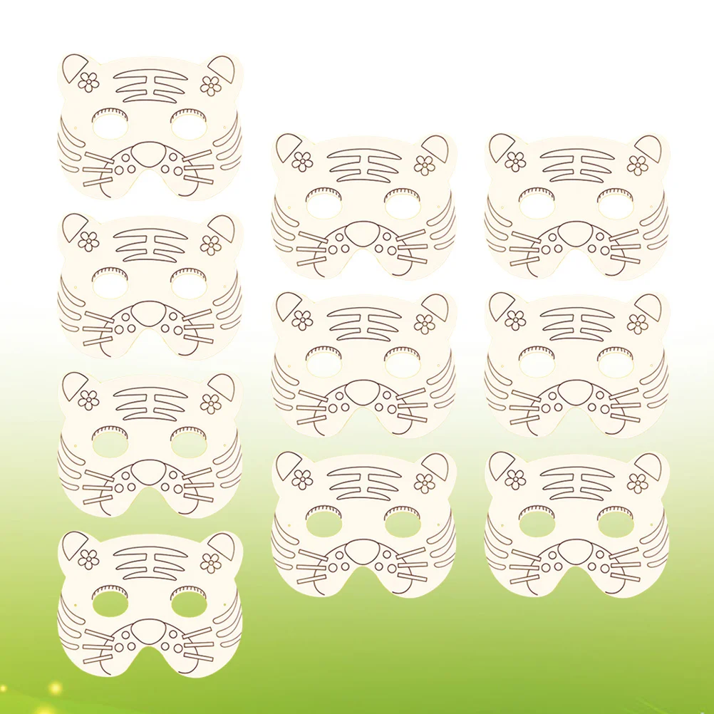 

10Pcs DIY Blank Mask Kids Coloring Craft Safe Durable Animal Masks for Creative Fun and Party Use White Mask