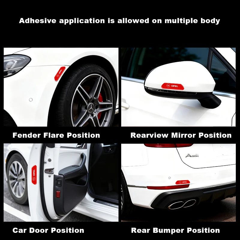 

4 шт. светоотражающие наклейки на двери автомобиля, предупреждающие о безопасности при открывании, для Opel Astra J, Insignia, Astra G, Corsa, Zafira B, Mokka, Vivaro, Meriva