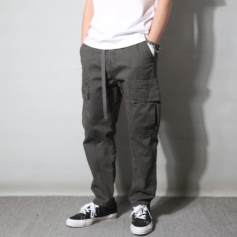 

Trekking Male Trousers Grey Fishing Motorcycle Fashion High Quality Regular Fit Techwear Loose Cotton Slacks Men's Cargo Pants