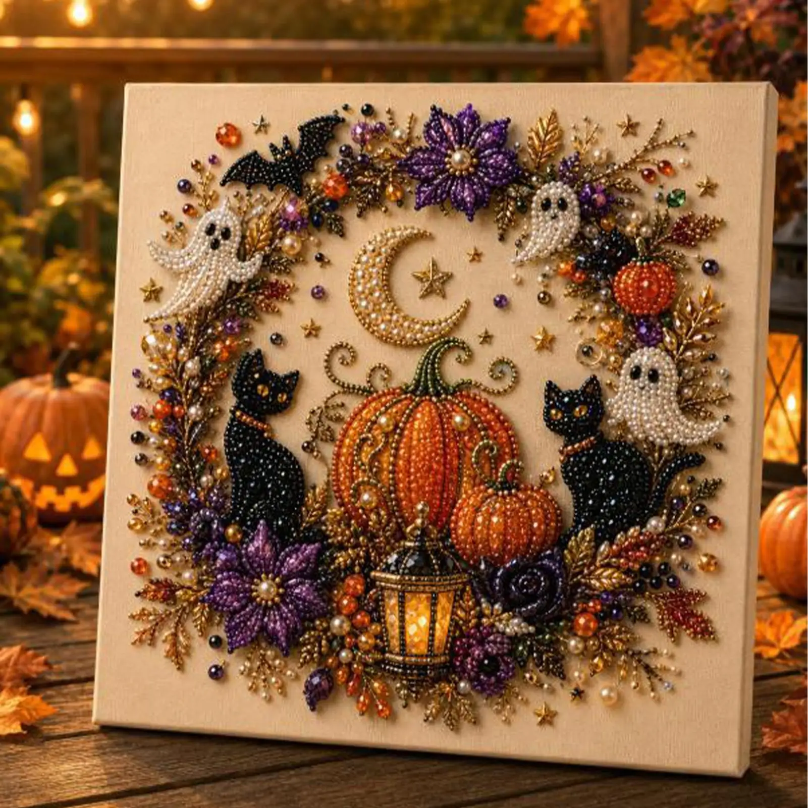Halloween-Geister-Perlen-Kunst-DIY-Set Gruselige Geister Festliche Halloween-Wandkunst-Bastelsets Halloween-Wanddekoration Geschenke für Jungen und Mädchen – Detail 5