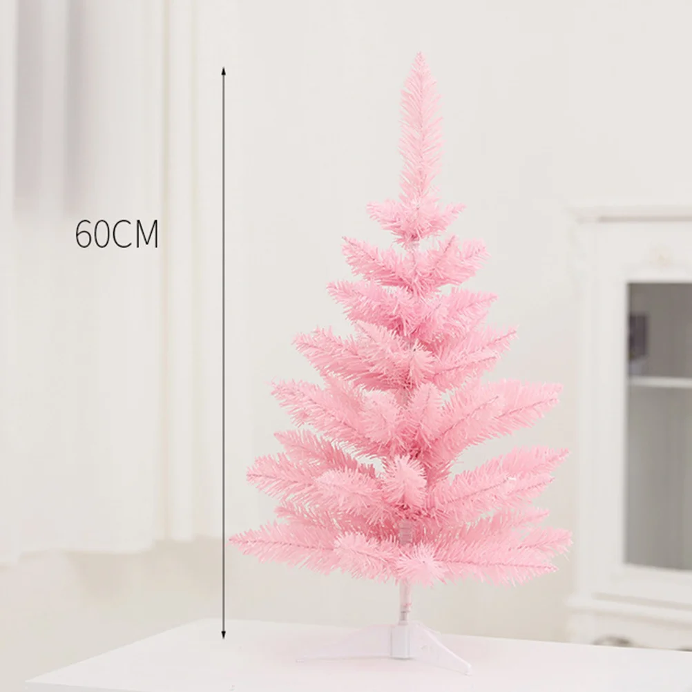 

Christmas Tree Desktop Ornament 60cm Pink LED Light Decor for Home Office Store Festival Atmosphere PVC Material