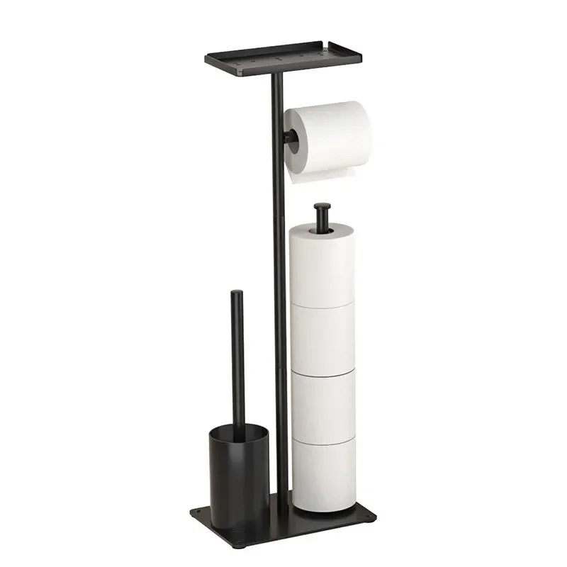 1pc Toilet Paper Holder Stand, Free Standing Toilet Tissue Holder With Top Shelf Storage, Bathroom Tissue Holder