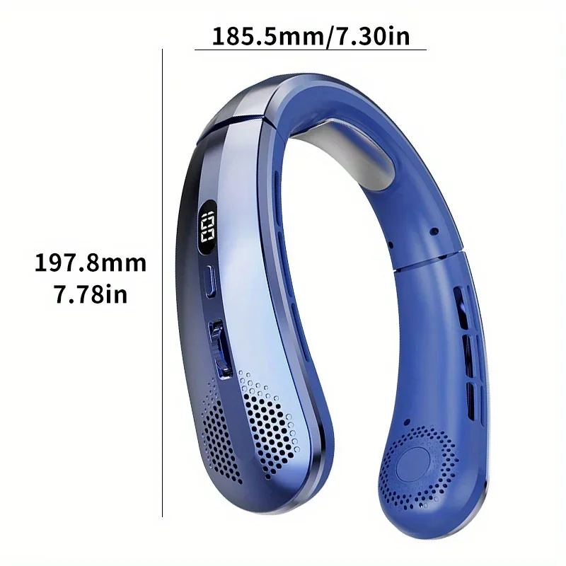 Ventola da collo portatile con impostazioni di velocità 100 regolabili, USB ricaricabile, ricarica rapida di tipo C, dispositivo di raffreddamento indossabile per lo sport,