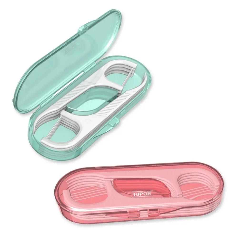 

10Pcs/box Portable Floss Toothpick Set Reusable with Storage Case Dental Floss Teeth Flosser Cleaner Plastic Interdental Brush