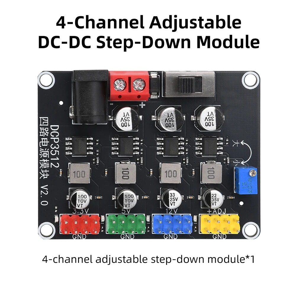 DCP3512 DC-DC Step Down Module 6V-30V To 0.9V-29.6V Four Channel Adjustable Voltage Power Converter Module
