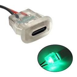 2pin USB Type C Input Type Charging Socket With LED Lights Plate Waterproof USB-C Power Port TYPE-C Female Connector Jack