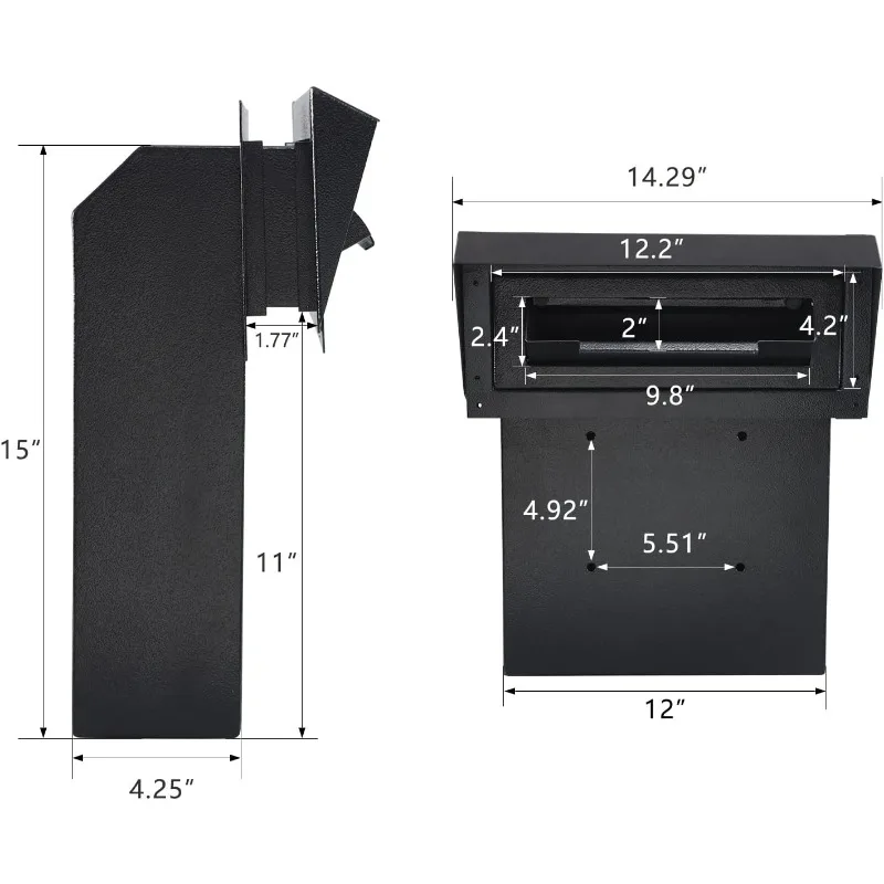 Door Drop Box for Mail, Heavy Duty Mail Boxes with Key Lock,15''x12''x6'',Locking Metal Mailbox Door Mounted,Through The Door