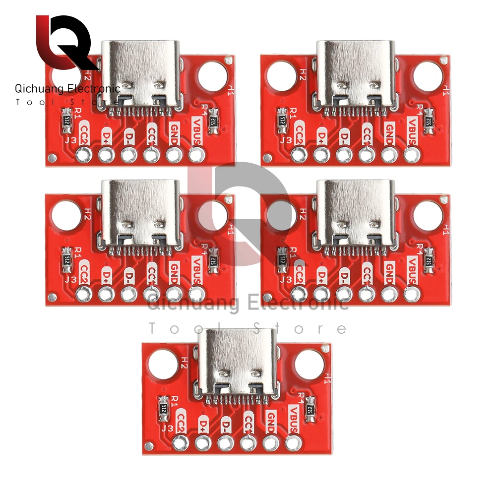 1/5 шт. Разъемная плата USB типа C USB3.1 16P до 2,54 последовательный базовый коммутационный разъем гнездовой разъем коммутационная плата красная плата адаптера