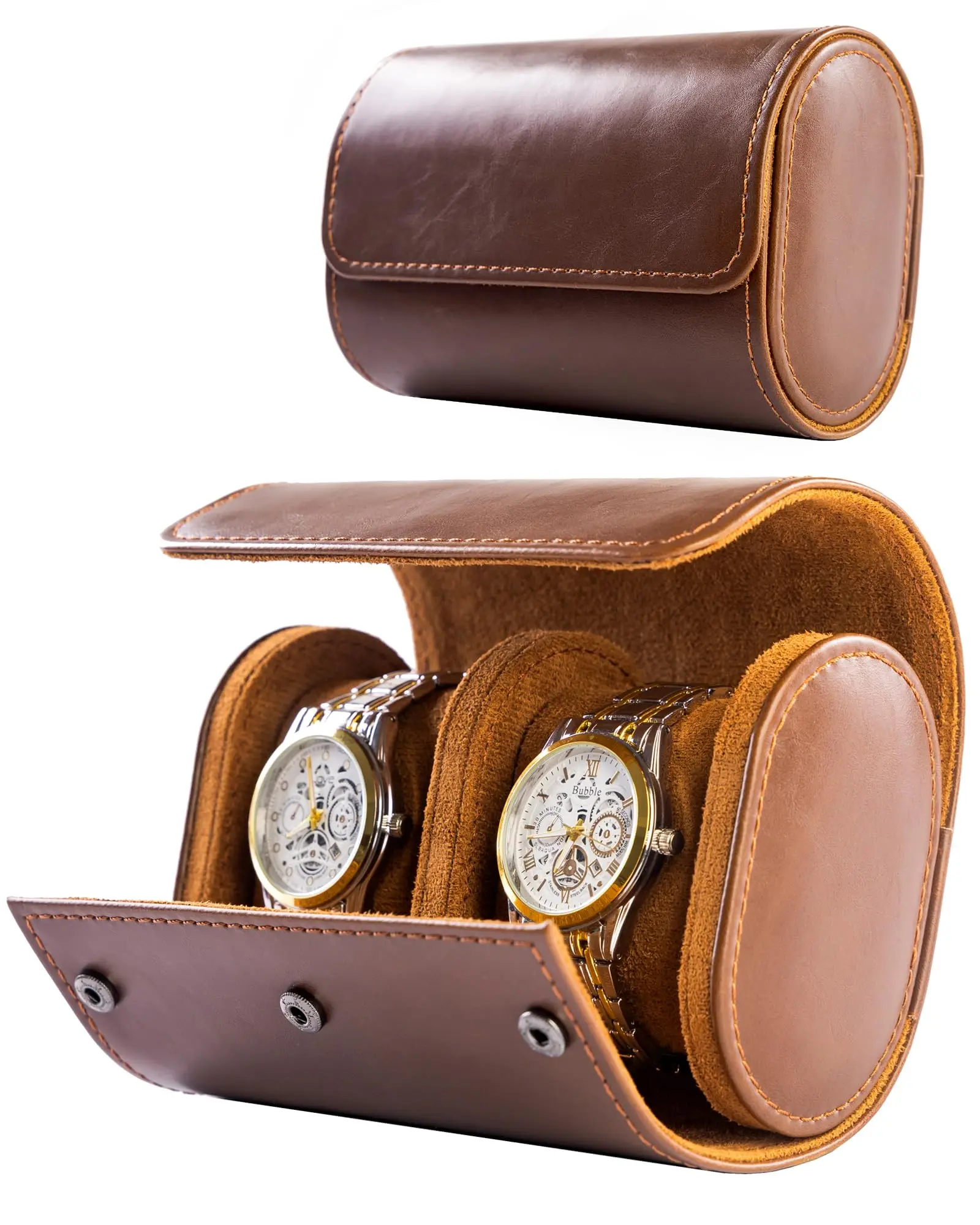 Watch Travel Case-Classic Leather Watch Case With Superb Texture Portable Watch Roll Or Organizer For Storage And Display Travel