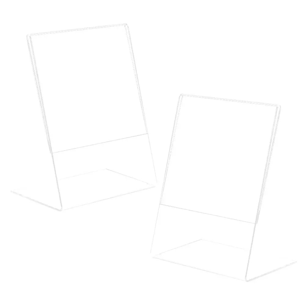 2Pcs Clear Acrylic Photo Frame Vertical Desktop Display Stand for A5 Photos Pictures Cards Office Wedding Reception Trade Show