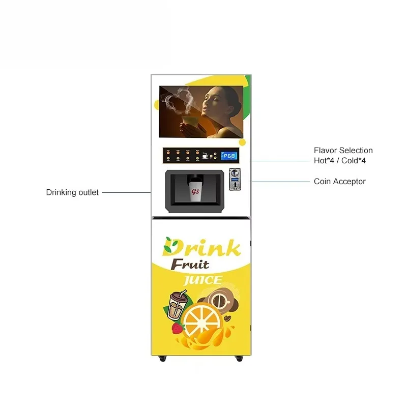 Customized Commercial Coffee Vending Machine LCD Touchscreen Coin and Bill Operated Money Making Equipment for Business