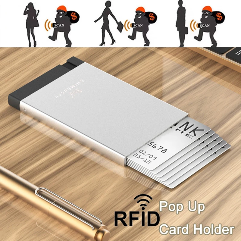 All Aluminum Multi-function Metal RFID Cardholder Wallet Men Business Badge Credit Card Holder Minimalist Wallet ID Card