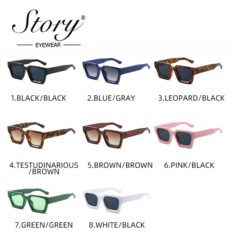 STORY Vintage Tortoiseshell Thick Square Sunglasses Women Men Brand Designer Fashion Chunky Rectangle Sun Glasses Female S19115