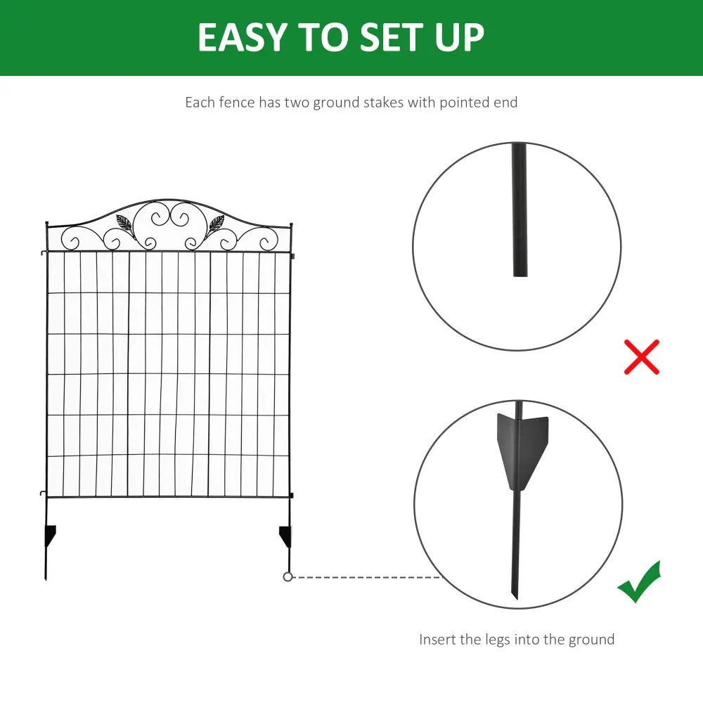 Ye Outsunny 4-Pack 44 x 36-Inch Garden Decorative Fence Panel, 12-Foot Linear Length, Steel Border Folding Fence for Landscaping view 4