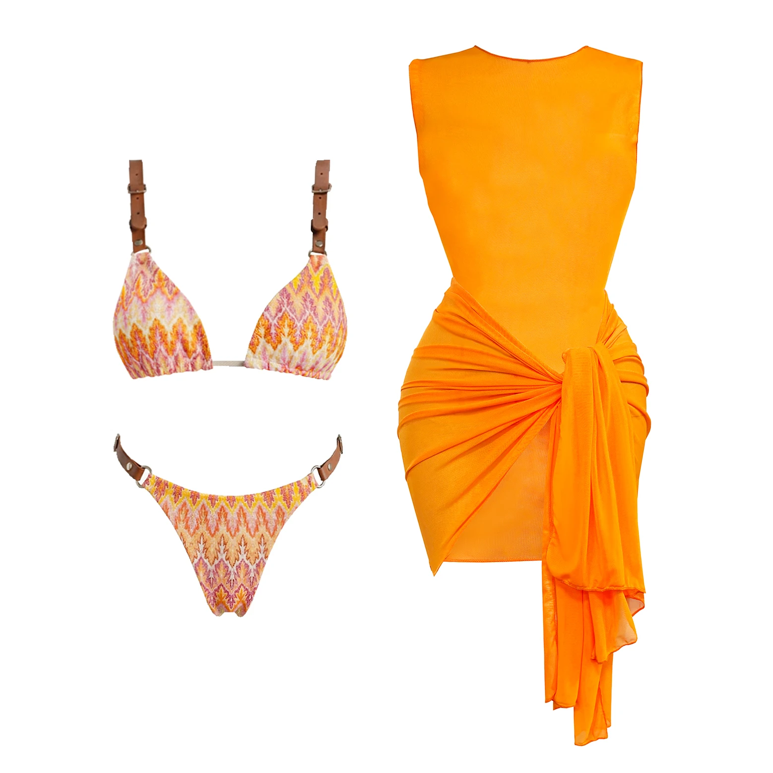 Crochet 3Pcs Sexy Bikini Women Swimsuit Female Push Up Swimwear Bandeau Biquini Micro Bikinis Swim Suit Bathingsuit Beachwear