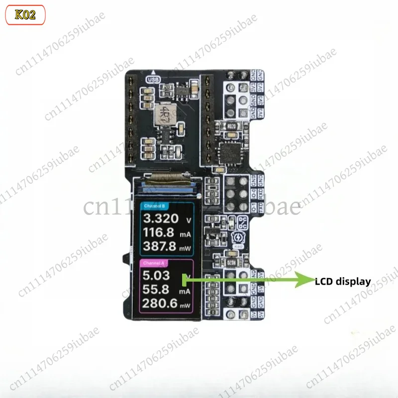 FC_ Breadboard Power Supply Meter Dual-Channel Sensing Real-Time Data Color LCD for DevBoard