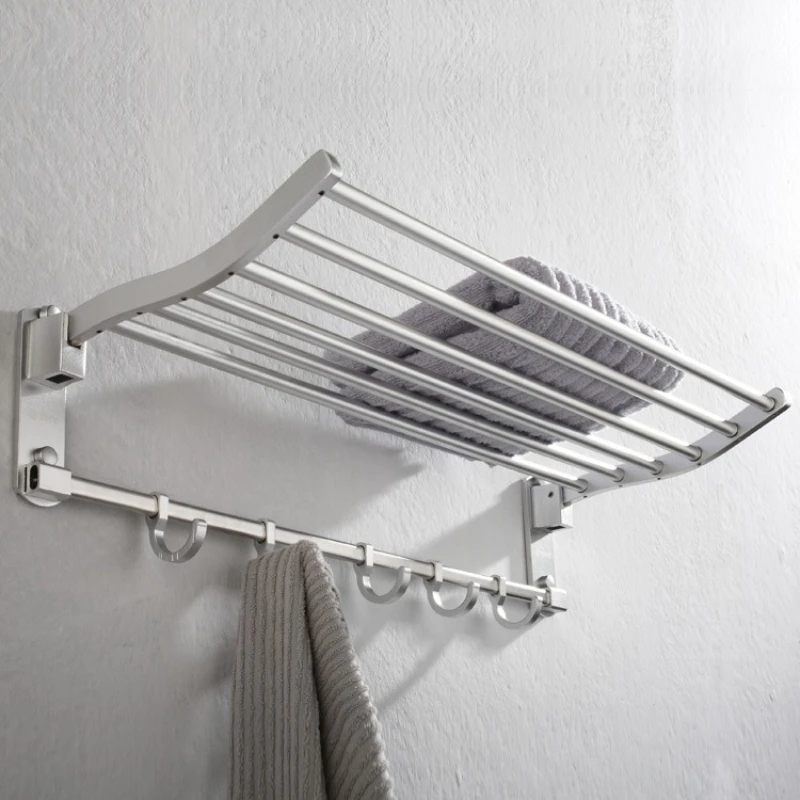 

Space aluminum bathroom towel rack, round tube bathroom towel bar, home free silver wall hole bath towel rack