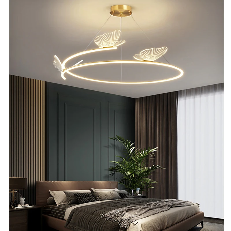 Imagem -02 - Luz Redonda Led com Design de Borboleta Simples e Moderno Lustre Elegante para Sala de Estar Quarto e Sala de Jantar Criativo e Moderno