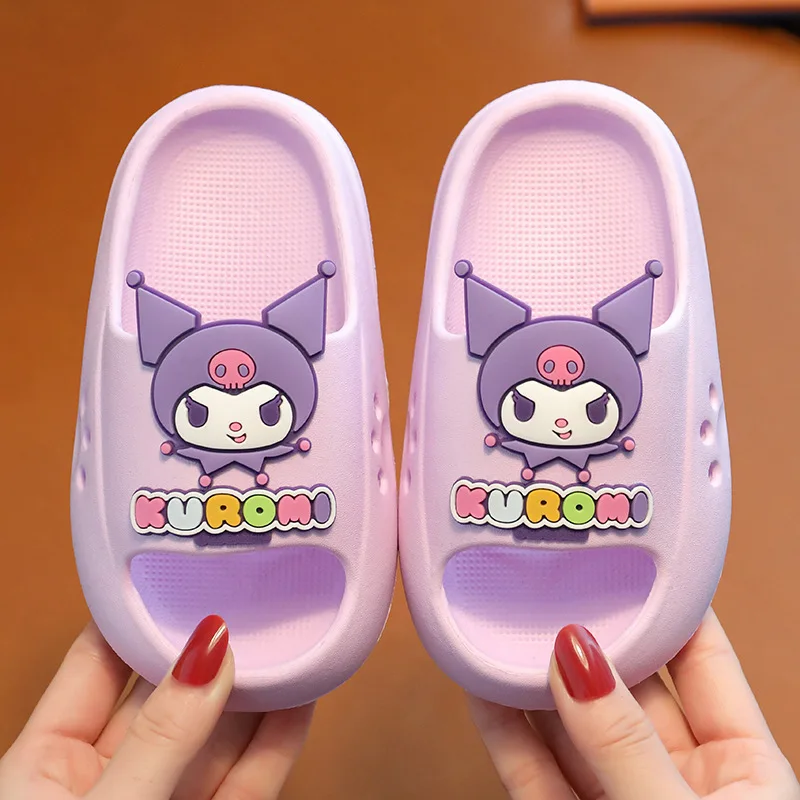 Kawaii Sanrio Children Summer Slippers Anime Cartoon Kuromi Cinnamoroll Kid Indoor Slippers Home Non-Slip Flip-Flops Girl Gift