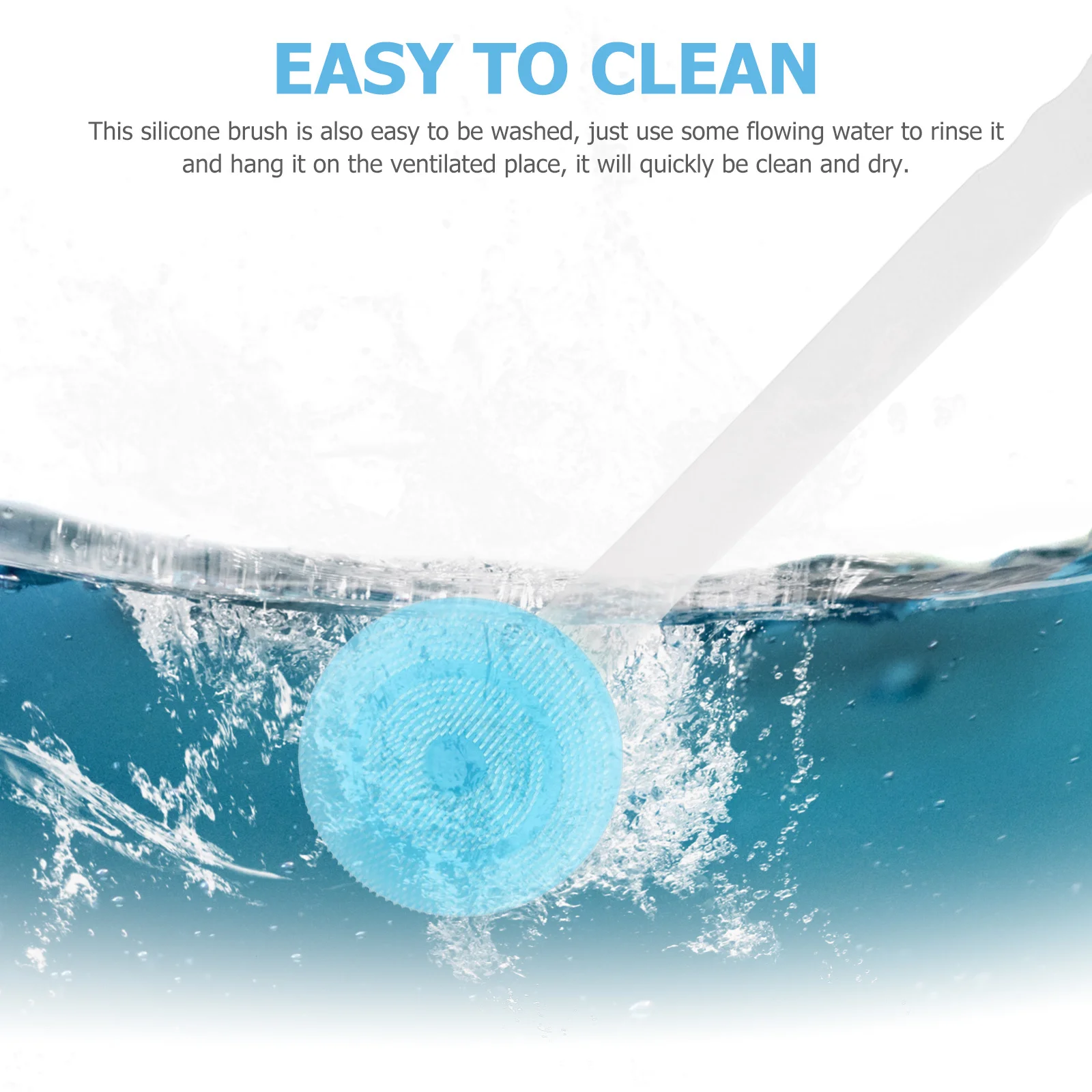 

360 Degree Rotary Head Silicone Bath Brush Long Handle Back Shower Brush Deep Clean Scrubber for Healthy Radiant Skin Sky Blue