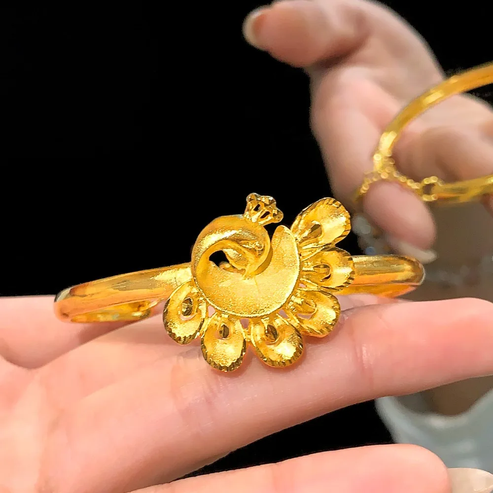 Hollow phoenix open bracelet female style senior sense 9999gold
