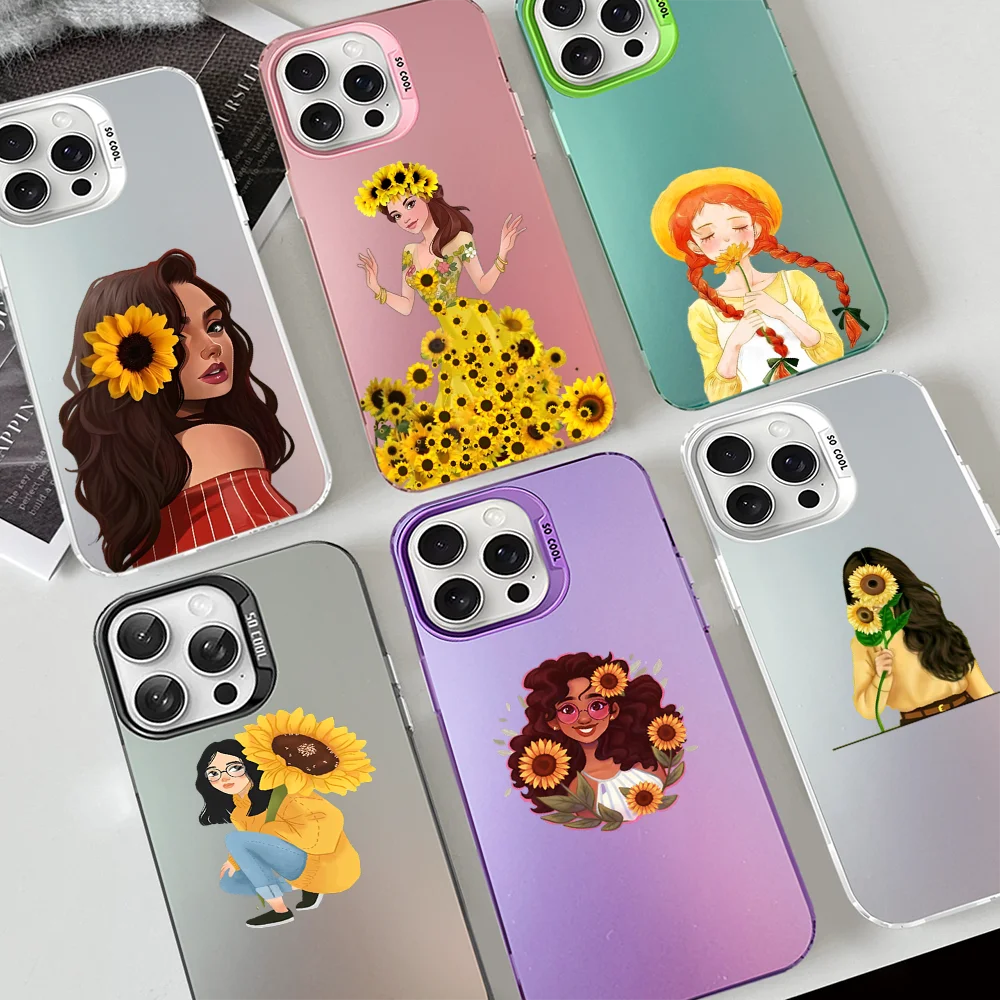 

sunflower girls Phone Case For iPhone 16 15 14 13 12 11 Pro Max X XR XSMAX 8 7 Plus Matte Shockproof Back Cover