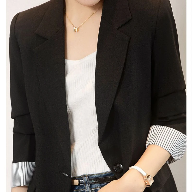 Fashion Casual Women's Blazer 2023 Spring and Autumn Korean Version Slim Temperament All-match Elegant Ladies Blazer Traje