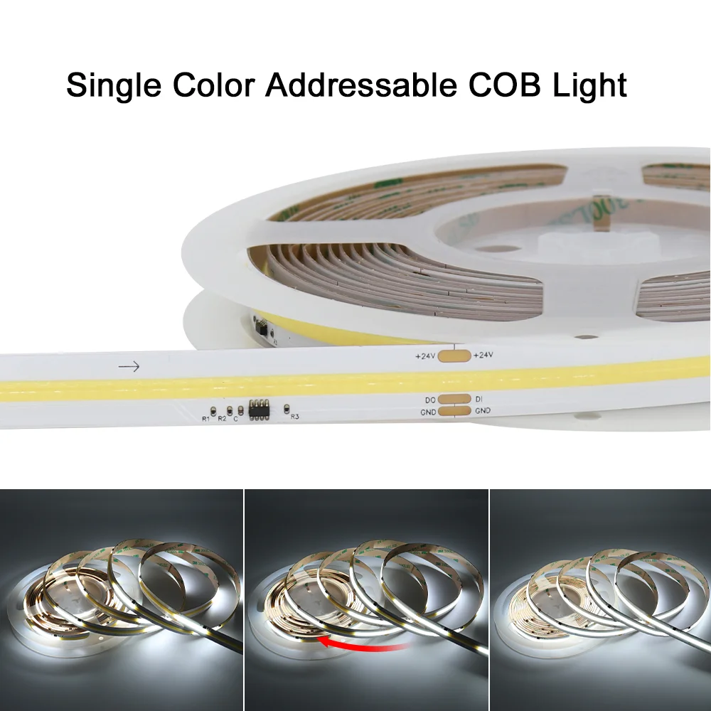 

Светодиодная лента COB IC 5 м, Адресуемая Светодиодная лента s 10 мм 12 мм, Беговая Светодиодная лента COB, светодиодная лампа дневного света 24 В постоянного тока, лента дневного света 3000-6500K, декор для комнаты
