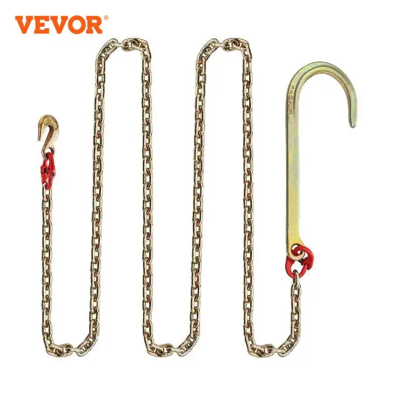 VEVOR J Hook Chains Adjustable Tow Chain Bridle w/ 9260 lbs Break Strength & Gr80 J-Hook & Grab-Hook Tow-Hook for Trucks