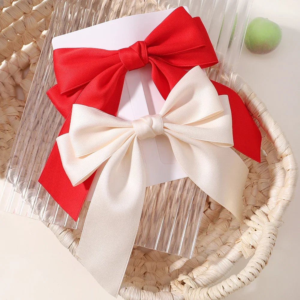 ขายส่ง 1 ชิ้น/ล็อตผู้หญิง Bows Hairclip สีทึบ Cheer Bow Barrettes สําหรับสาว Ins Academic สไตล์ Hairgripes สําหรับผม Headwear