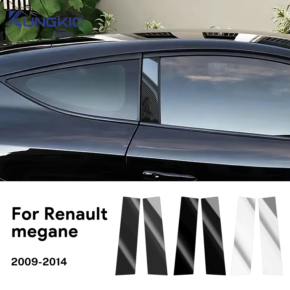 

Для Renault Megane 3 III MK3 Hatchback 2009 2010 2011 2012 2013 2014 Наклейка на задние стойки с рисунком из углеродного волокна, черные стойки оконных стоек автомобиля