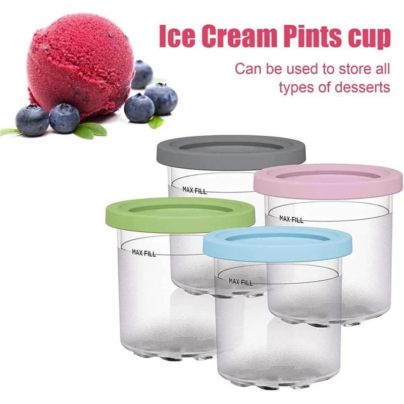 Ice Cream Pints Cup, ไอศกรีมคอนเทนเนอร์พร้อมฝาปิดสําหรับ Ninja Creami Pints NC301 NC300 NC299AMZ Series Ice Cream Maker