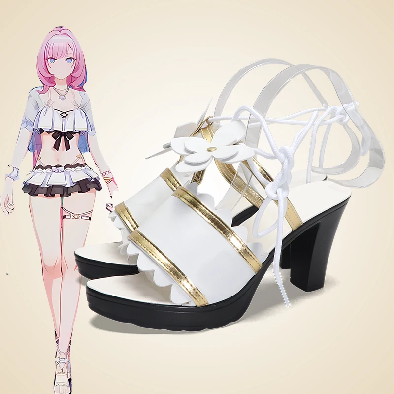 Game Honkai Impact Elysia Cosplay Swimwear Costume Accessory Prop Shoes lovely White women high heels A